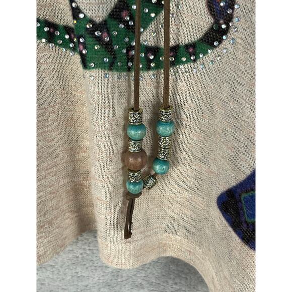 Step In Style Poncho Style Blouse XL Boho Semi Sheer Elephant Print Festival - Picture 4 of 6